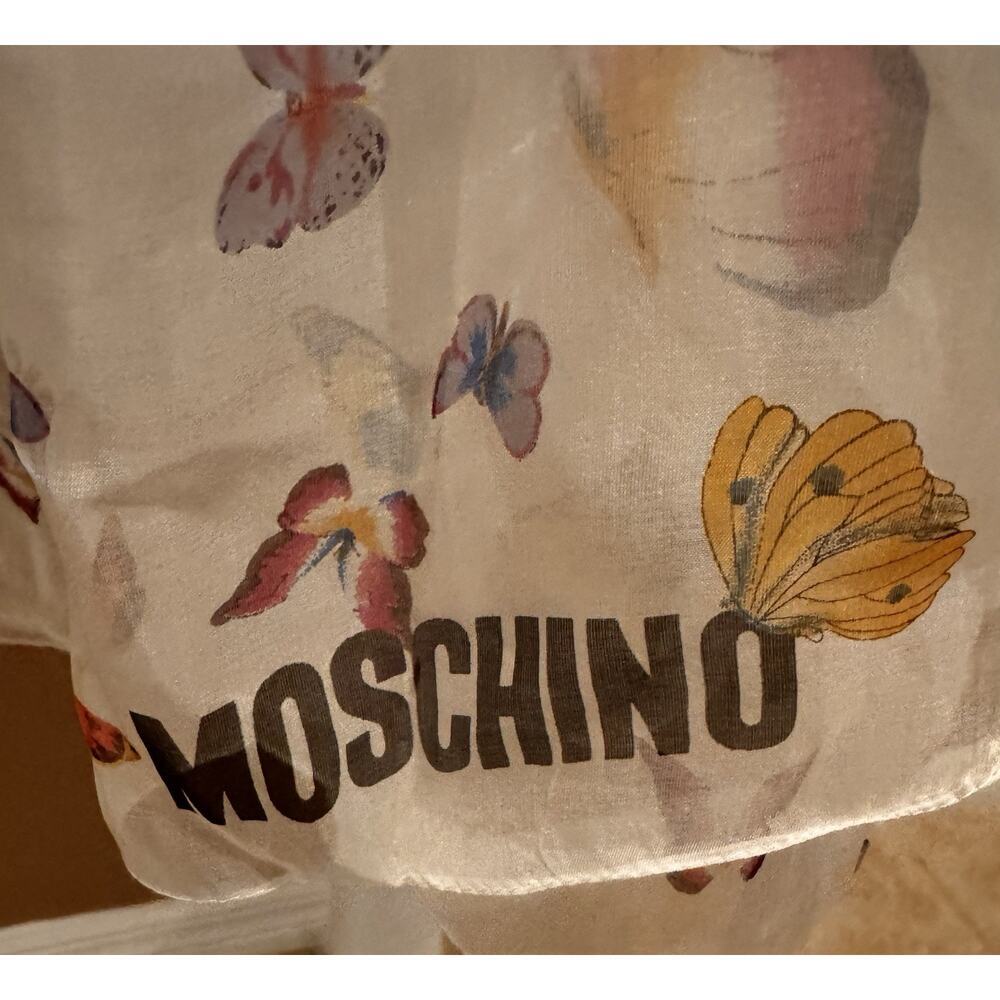 Moschino Silk Scarf Black/White Ombré Butterfly Italy Made 68 by 25 - Picture 3 of 5